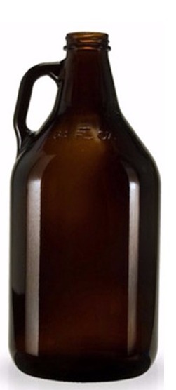 64 oz amber glass beer growler with handle