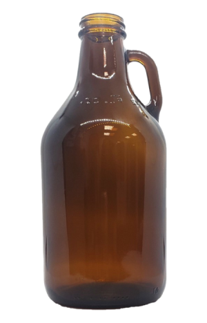 32 oz Amber colored beer Growler with handle